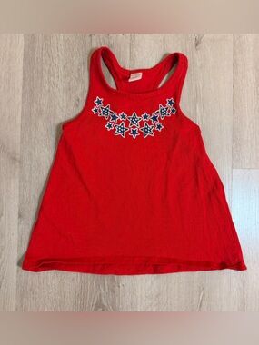 2018 Gymboree Red Star Tank Top Blue Rhinestone Stars